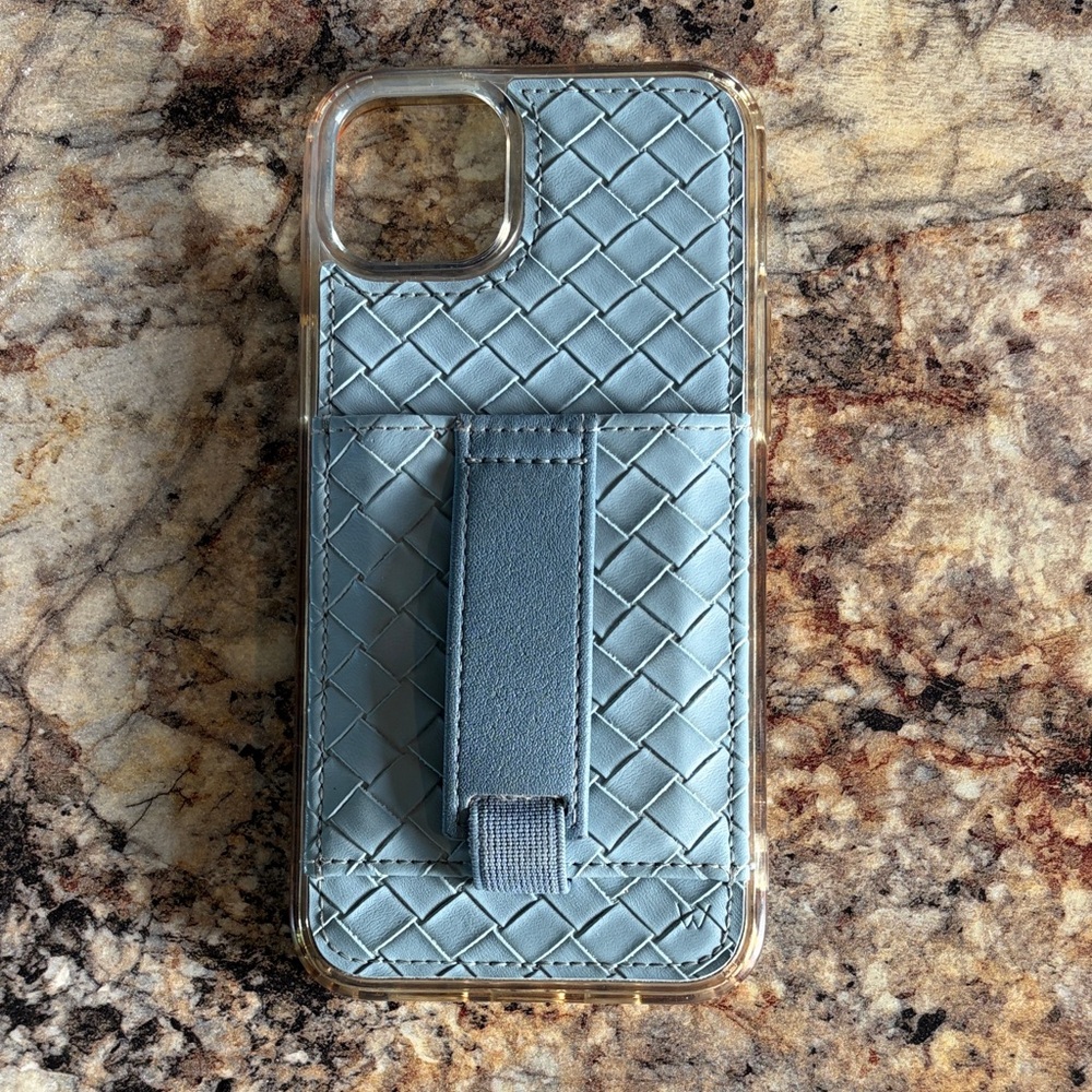 Wallis Light Blue Woven Phone Case with Strap